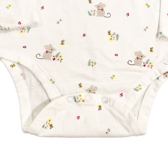 John Lewis 12-18m Mouse Bee Floral Collared Bodysuit Onesie - Picture 3 of 5